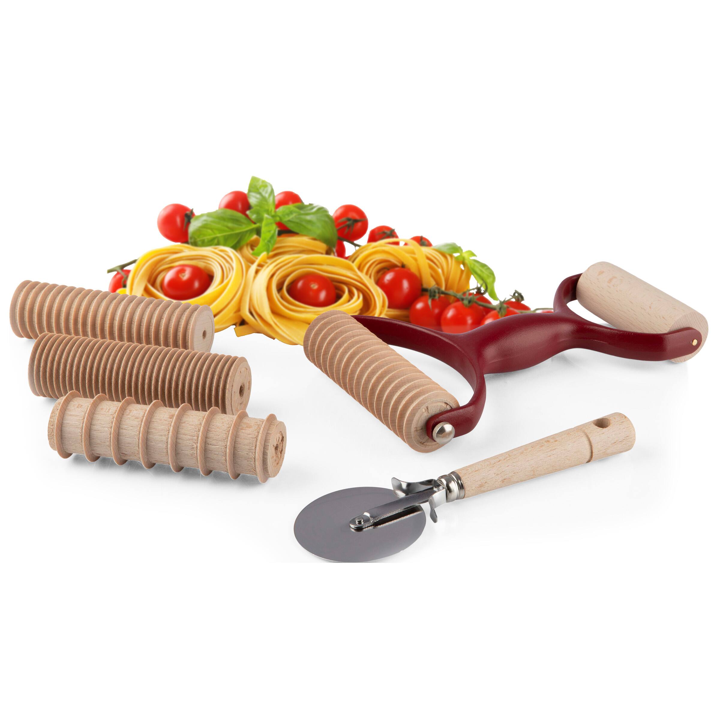Alt View 2. Classic Cuisine - 7 Pcs Pasta Making Tools - Natural, Wine, Red.