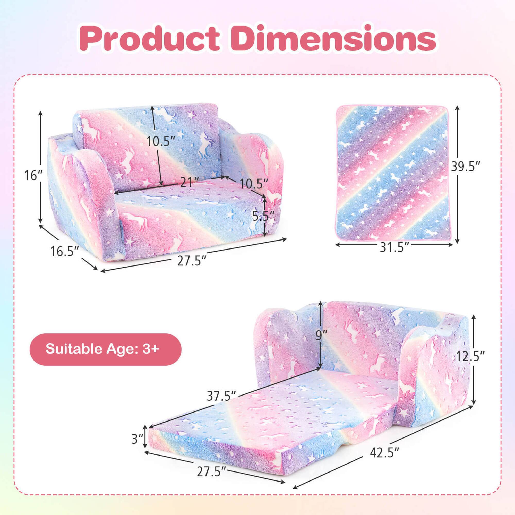 Product Dimensions:
- 10.5" x 16" x 21" x 10.5" x 39.5" x 5.5" x 16.5" x 27.5" x 31.5"
- 9" x 12.5" x 37.5" x 3" x 27.5" x 42.5"

Suitable Age: 3+