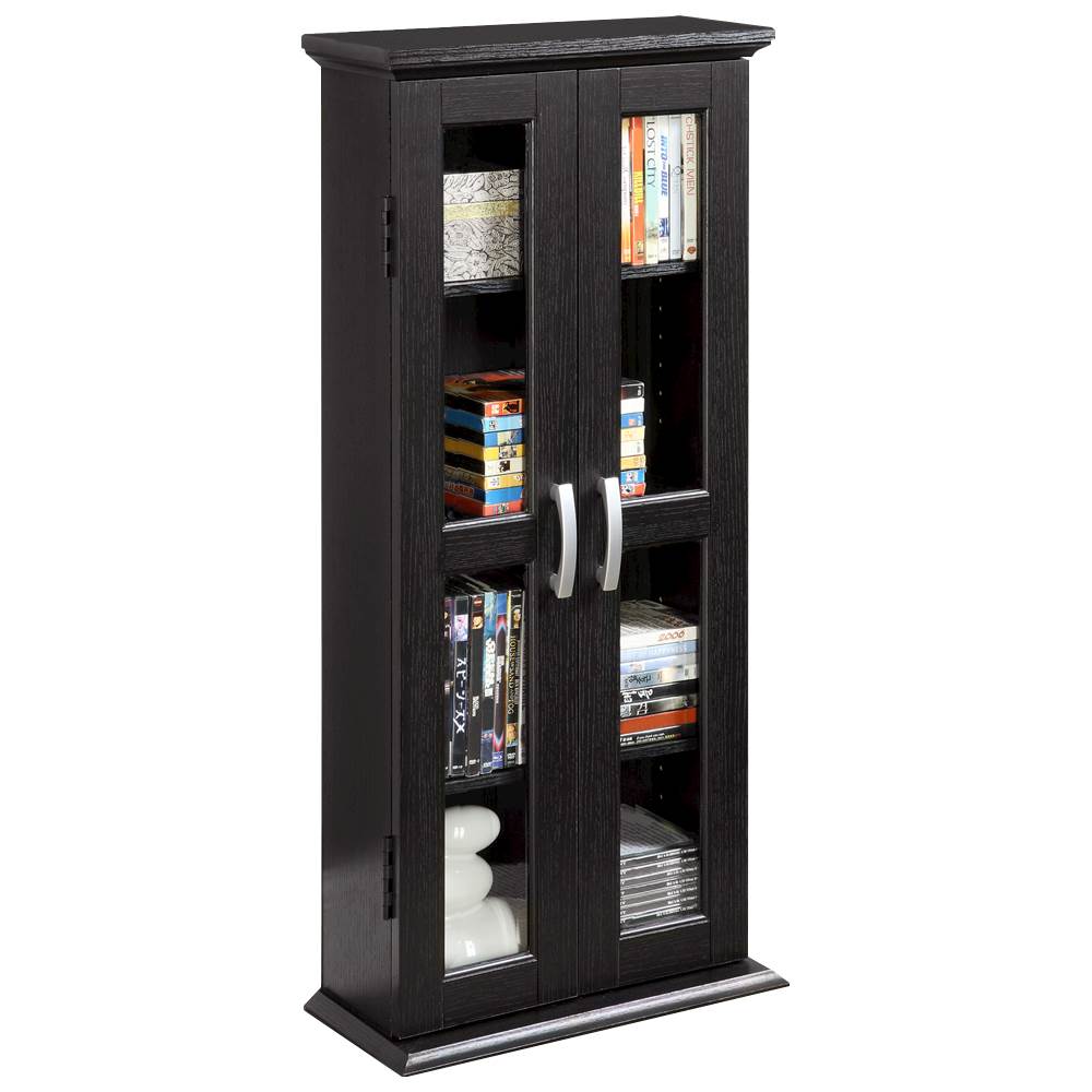 Angle View: Walker Edison - Wood Media Storage Cabinet - Black