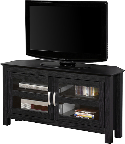Angle View: Walker Edison Transitional Cordoba A/V Equipment Cabinet for TVs up to 48", Black