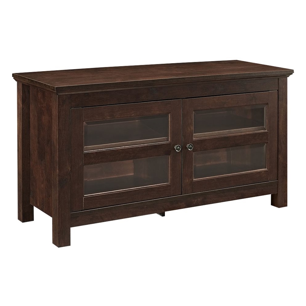 Left View: Walker Edison - Double Door TV Stand for Most Flat-Panel TV's up to 48" - Brown