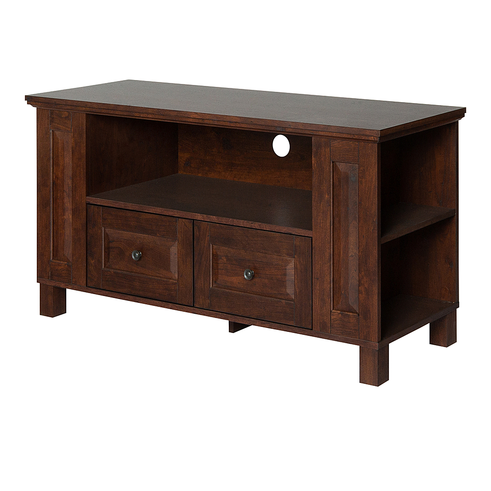 Left View: Walker Edison - Two Drawer Side Storage TV Stand for Most Flat-Panel TVs Up to 48" - Brown
