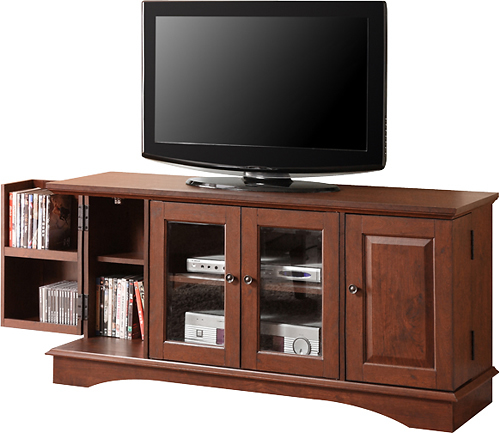 Angle View: Walker Edison - DVD Media Storage TV Stand for Most Flat-Panel TV's up to 55" - Brown