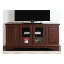 Walker Edison - 52" DVD Media Storage TV Stand for Most Flat-Panel TV's up to 58" - Brown - Front_Zoom