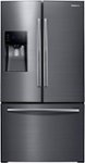 Front. Samsung - 24.6 Cu. Ft. French Door Fingerprint Resistant Refrigerator - Black Stainless Steel.