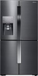 Front. Samsung - 22.5 cu. ft. 4-Door Flex French Door Counter Depth Refrigerator with Convertible Zone - Black Stainless Steel.