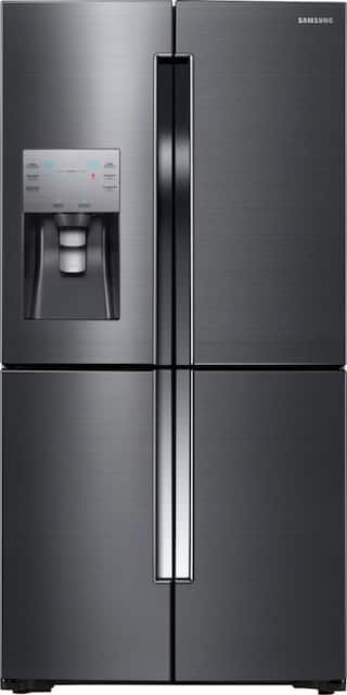 Samsung 22 5 Cu Ft Counter Depth 4 Door Flex French Door Fingerprint Resistant Refrigerator With Convertible Zone Black Stainless Steel
