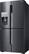 Left. Samsung - 22.5 cu. ft. 4-Door Flex French Door Counter Depth Refrigerator with Convertible Zone - Black stainless steel.