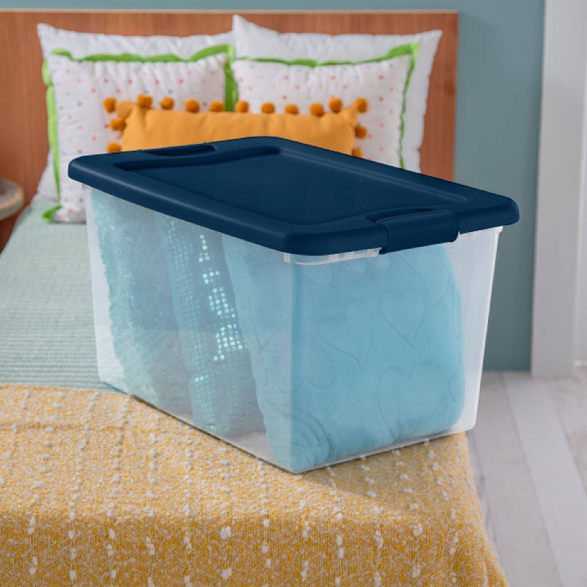 Alt View 7. Sterilite - Sterilite 64 Quart Latching Plastic Storage Container Tote, Marine Blue, 12 Pack - Blue.