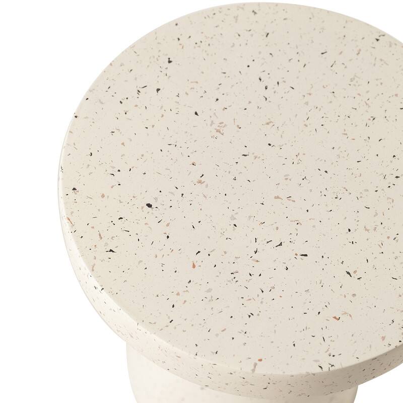 Alt View 5. LeisureMod - Wisp Hourglass Fiberstone Side Table, Modern Indoor/Outdoor Accent Table - No Assembly - Terrazzo White.