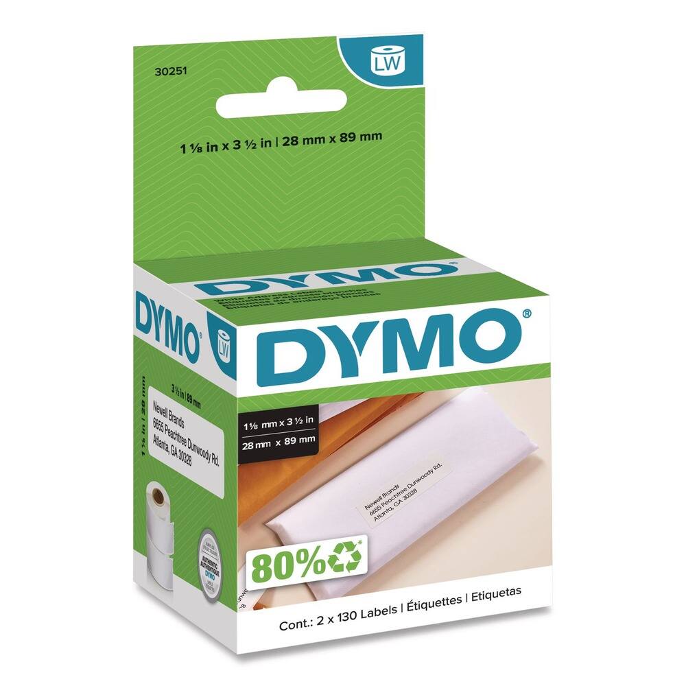 DYMO - 30251 LabelWriter 1.12 in. x 3.5 in. Address Labels - (2/Box) - White