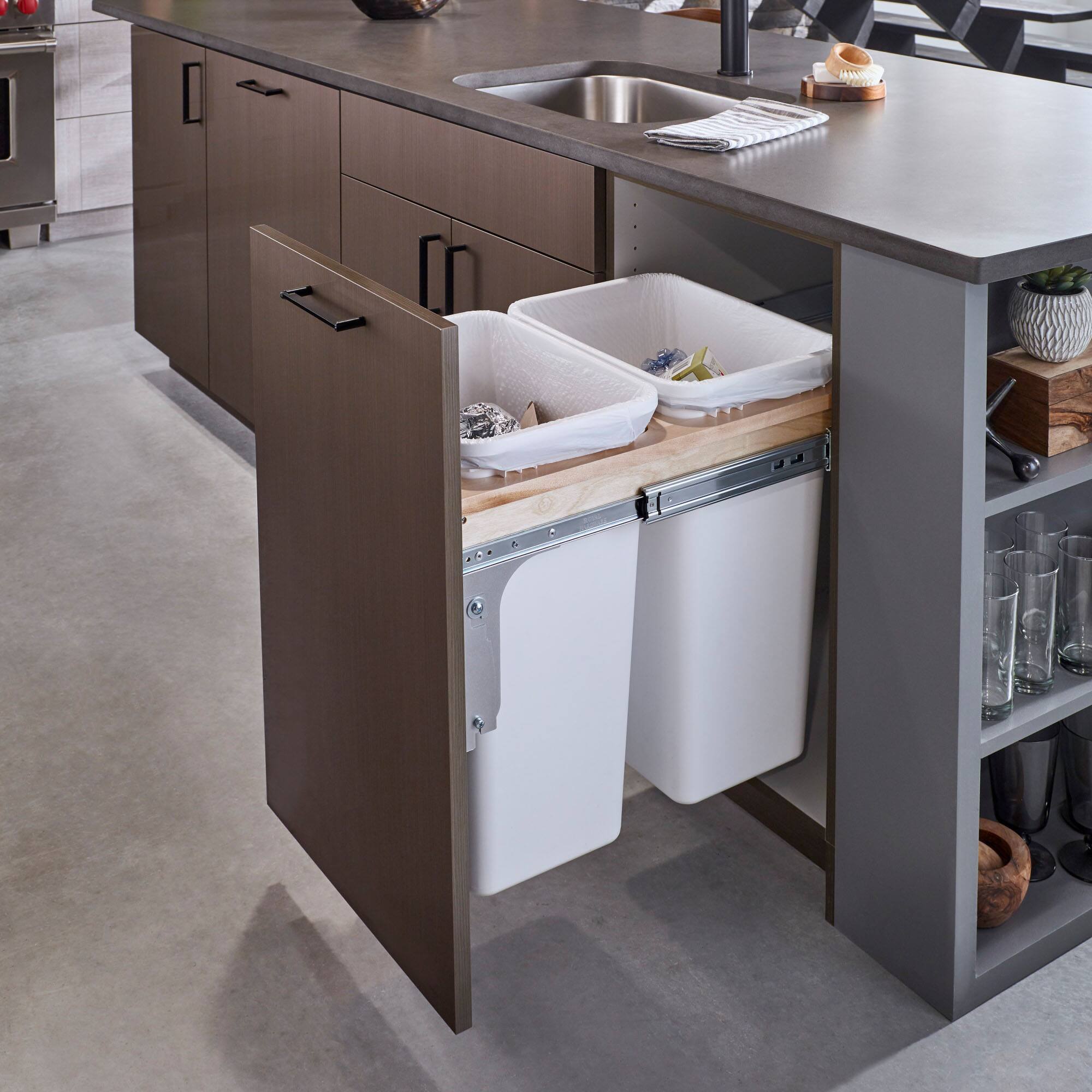 Alt View 4. Rev-A-Shelf - Rev-A-Shelf Pullout Trash Cans, Full-Height Cabinet, 50 qt.,4WCTM-1850DM2-419-FL - Light Brown.