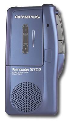 Front Standard. Olympus - Pearlcorder Microcassette Recorder - Blue.
