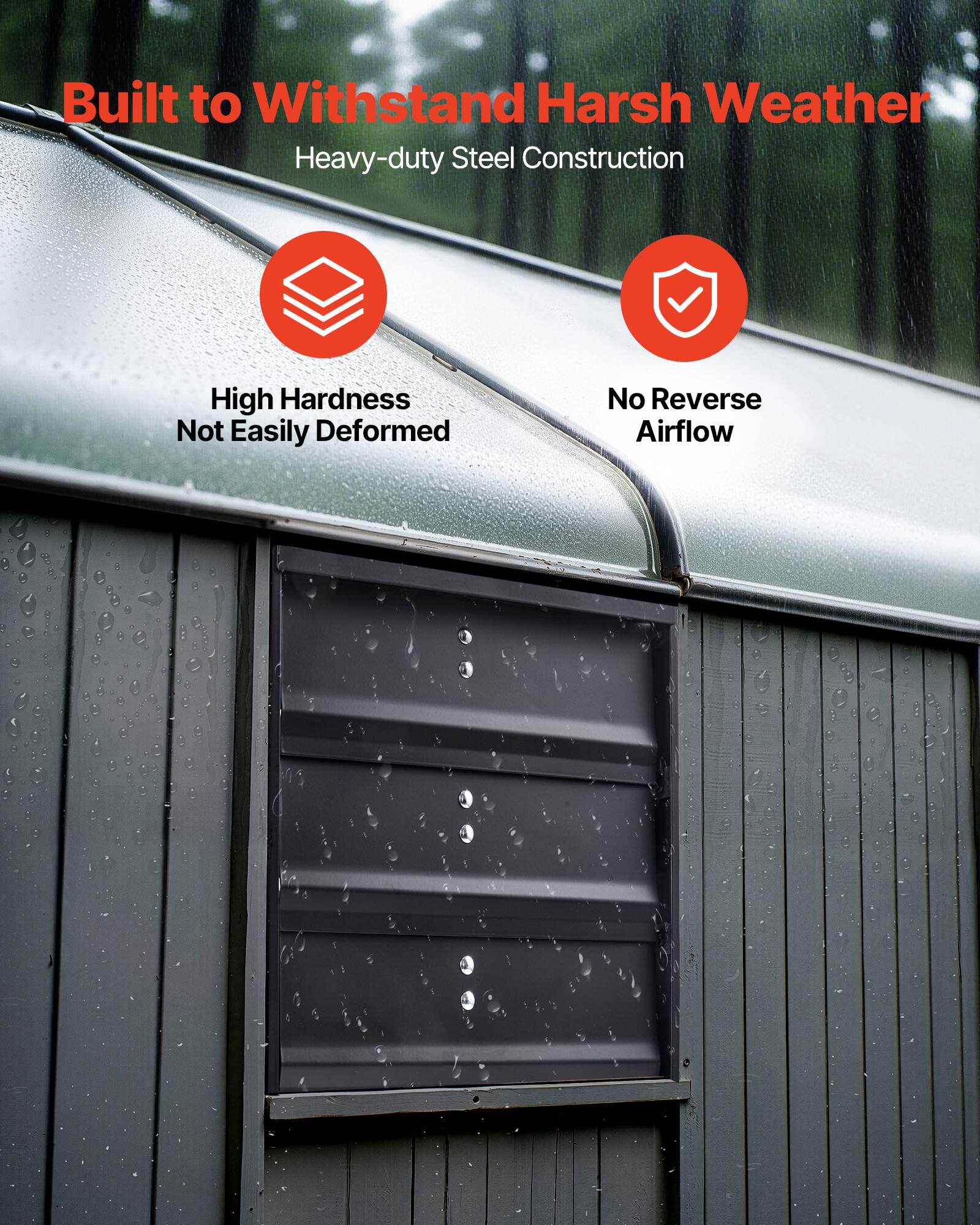 Built to Withstand Harsh Weather  
Heavy-duty Steel Construction  

- High Hardness  
- Not Easily Deformed  
- No Reverse Airflow