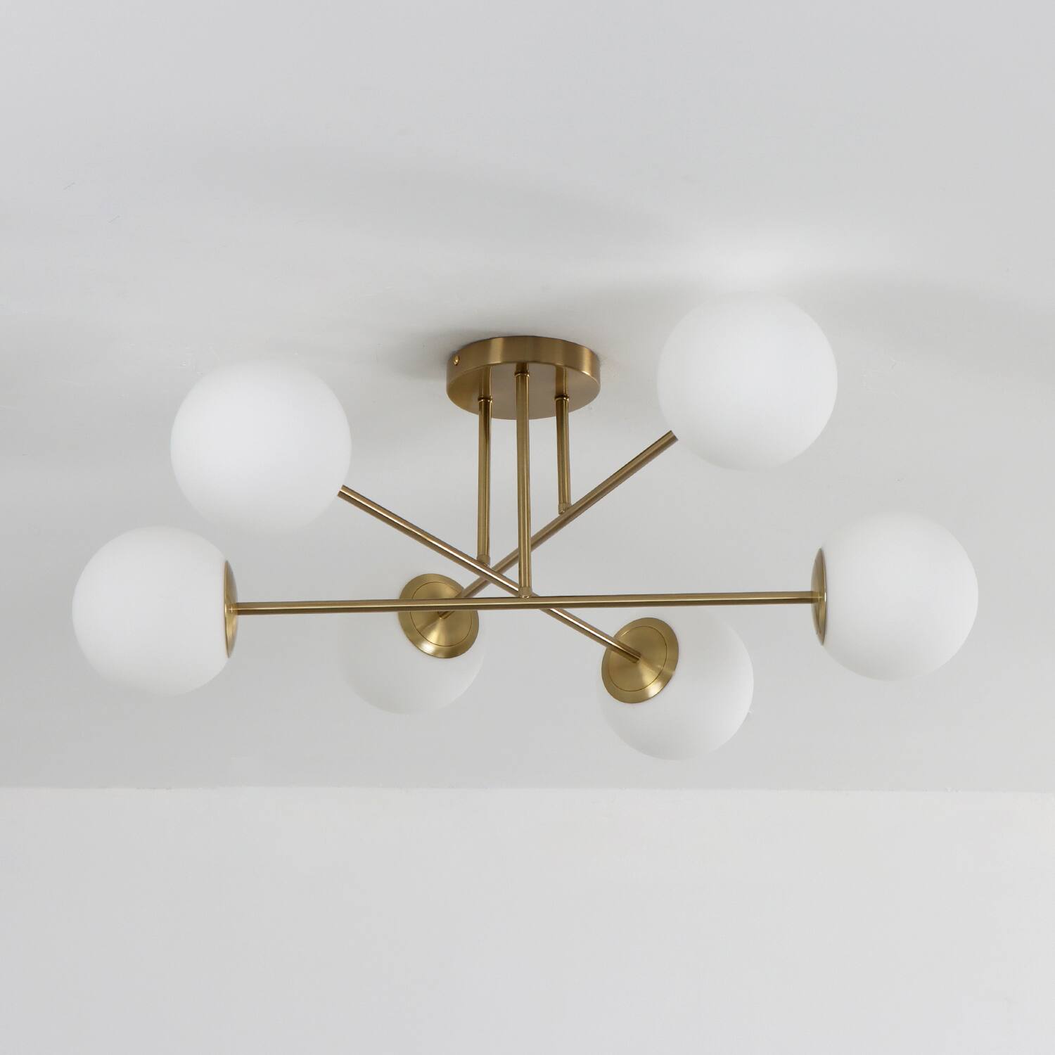 Alt View 4. Umeiluce - Modern 6-Light 30.7 Inches Semi-Flush Mount Glass Globes E12 - Brass.
