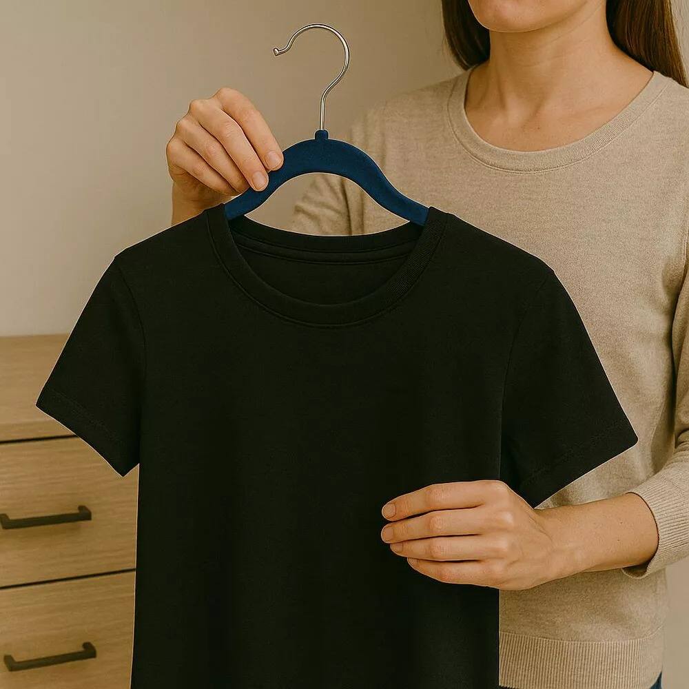 Left. Elle Decor - 10-Pack Non-Slip Velvet Hangers, Slim Flocked Hangers for Shirts & Coats, Space-Saving Elegant Closet Organizers - Navy - Navy Blue.