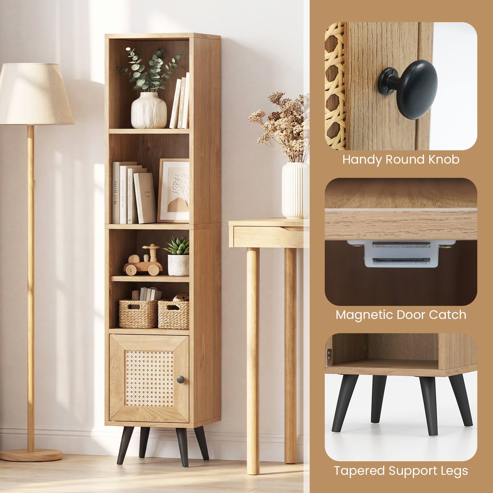 Handy Round Knob  
Magnetic Door Catch  
Tapered Support Legs