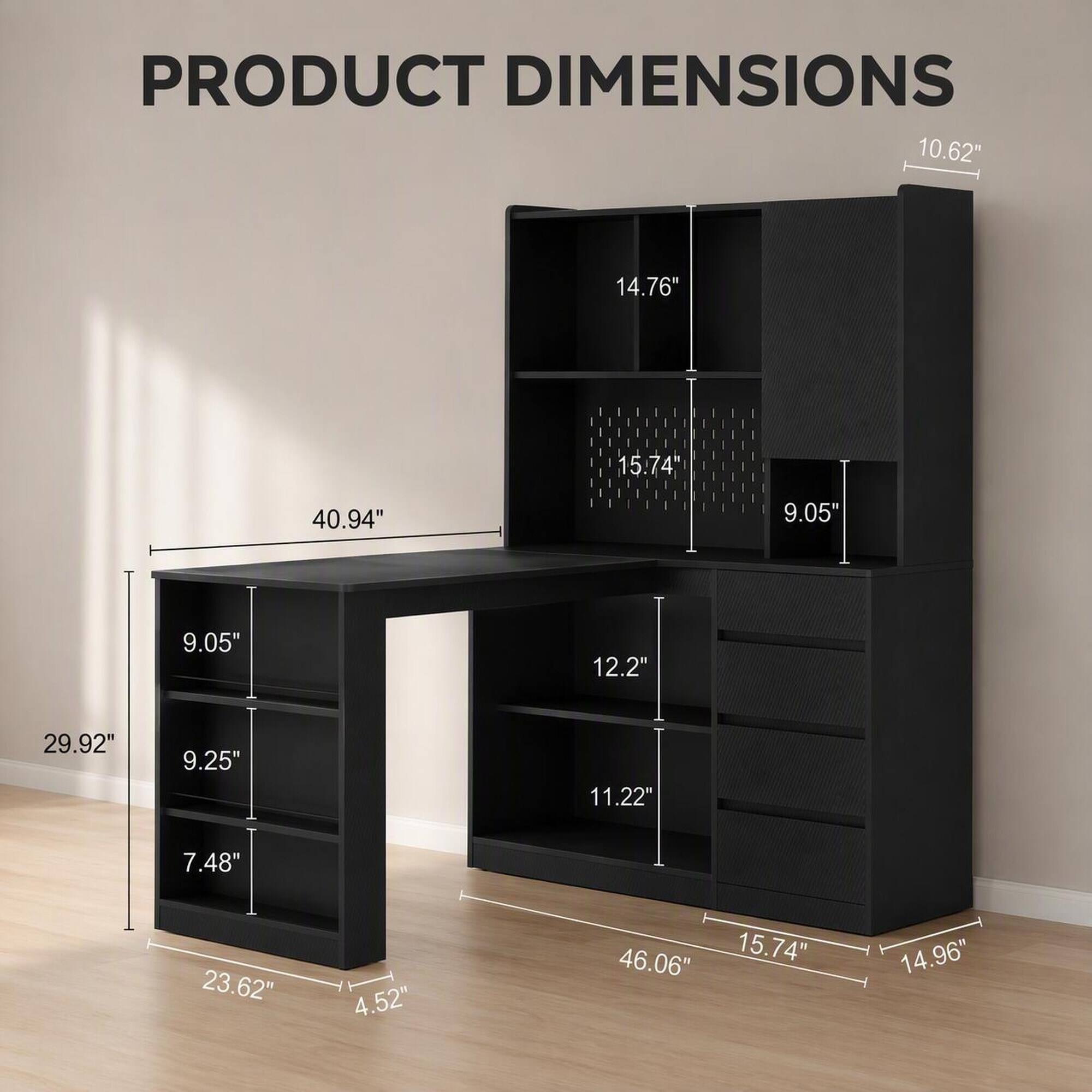 PRODUCT DIMENSIONS

10.62"
14.76"
15.74"
40.94"
9.05"
9.05"
12.2"
29.92"
9.25"
11.22"
7.48"
23.62"
4.52"
46.06"
15.74"
14.96"