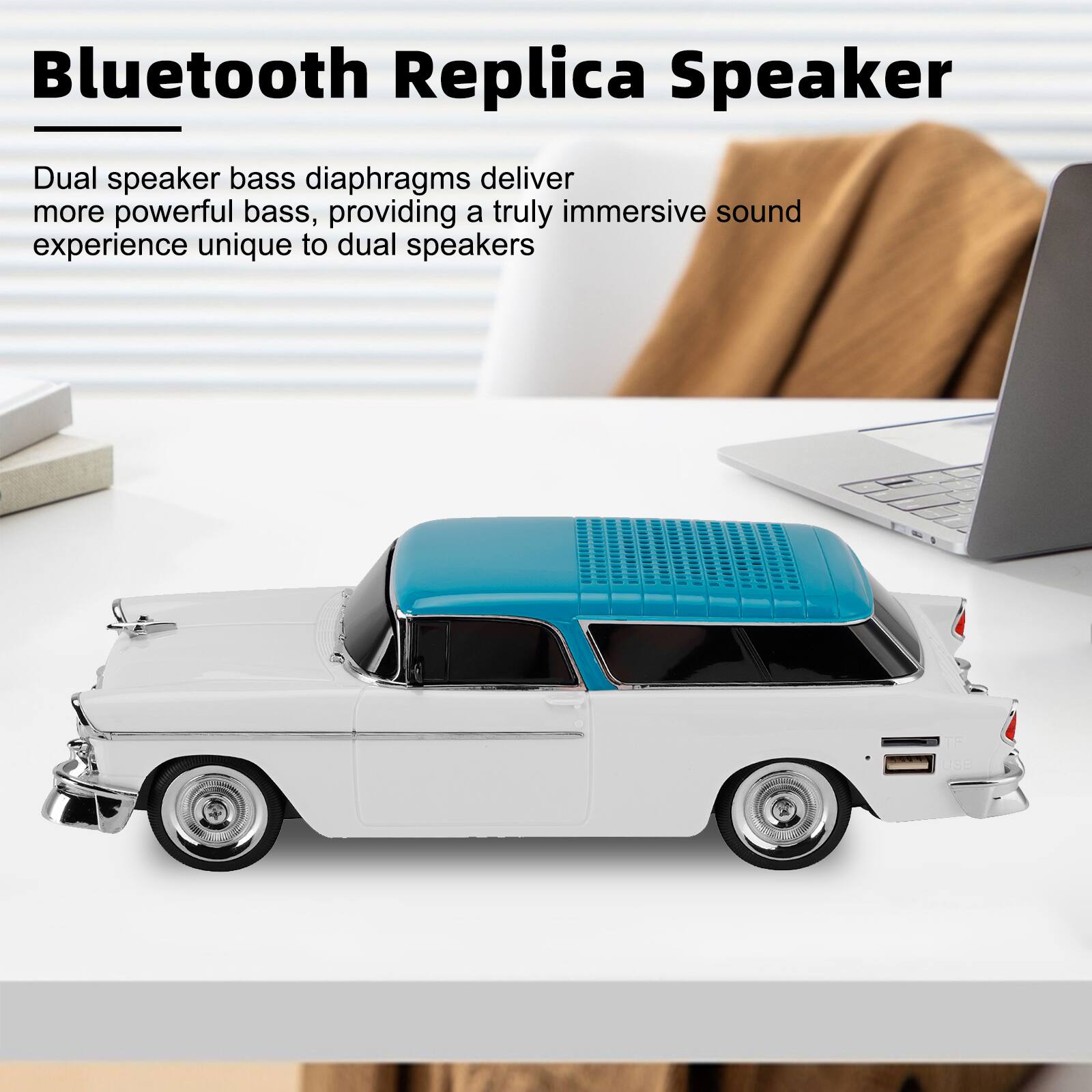 Bluetooth Replica Speaker

Dual speaker bass diaphragms deliver more powerful bass, providing a truly immersive sound experience unique to dual speakers