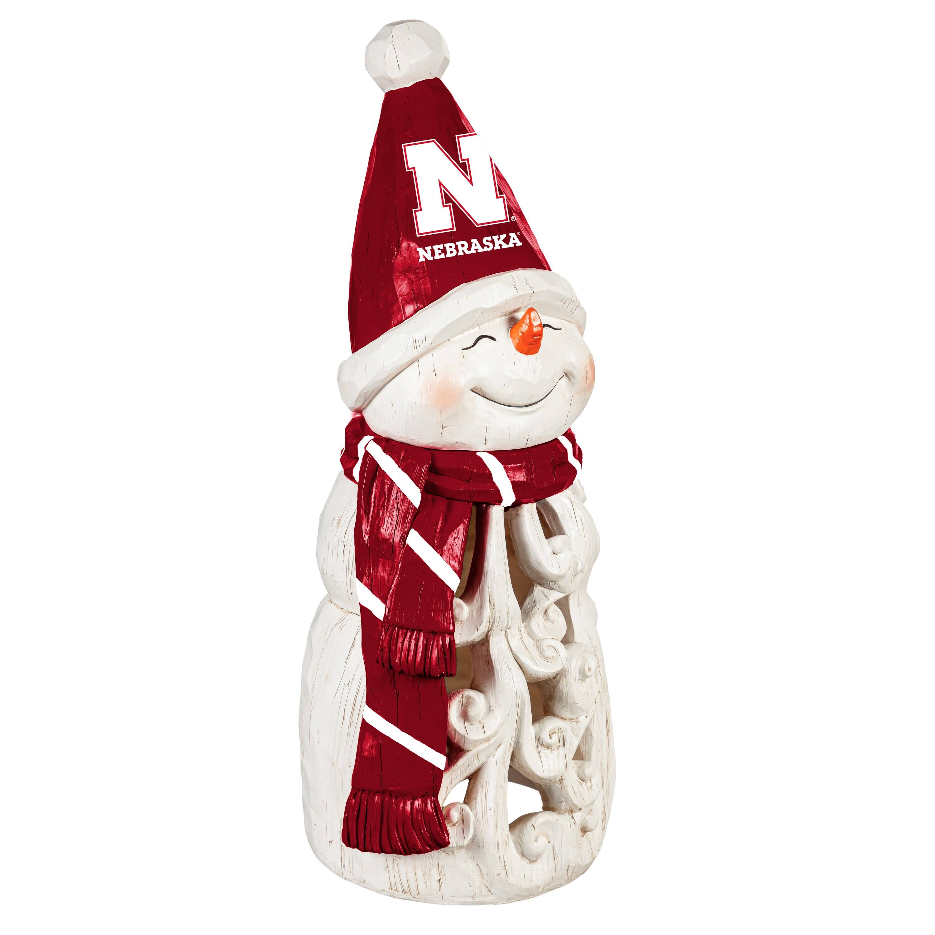 Front. Evergreen Enterprises - Nebraska Huskers 26" LED Snowman Garden Statue - White.
