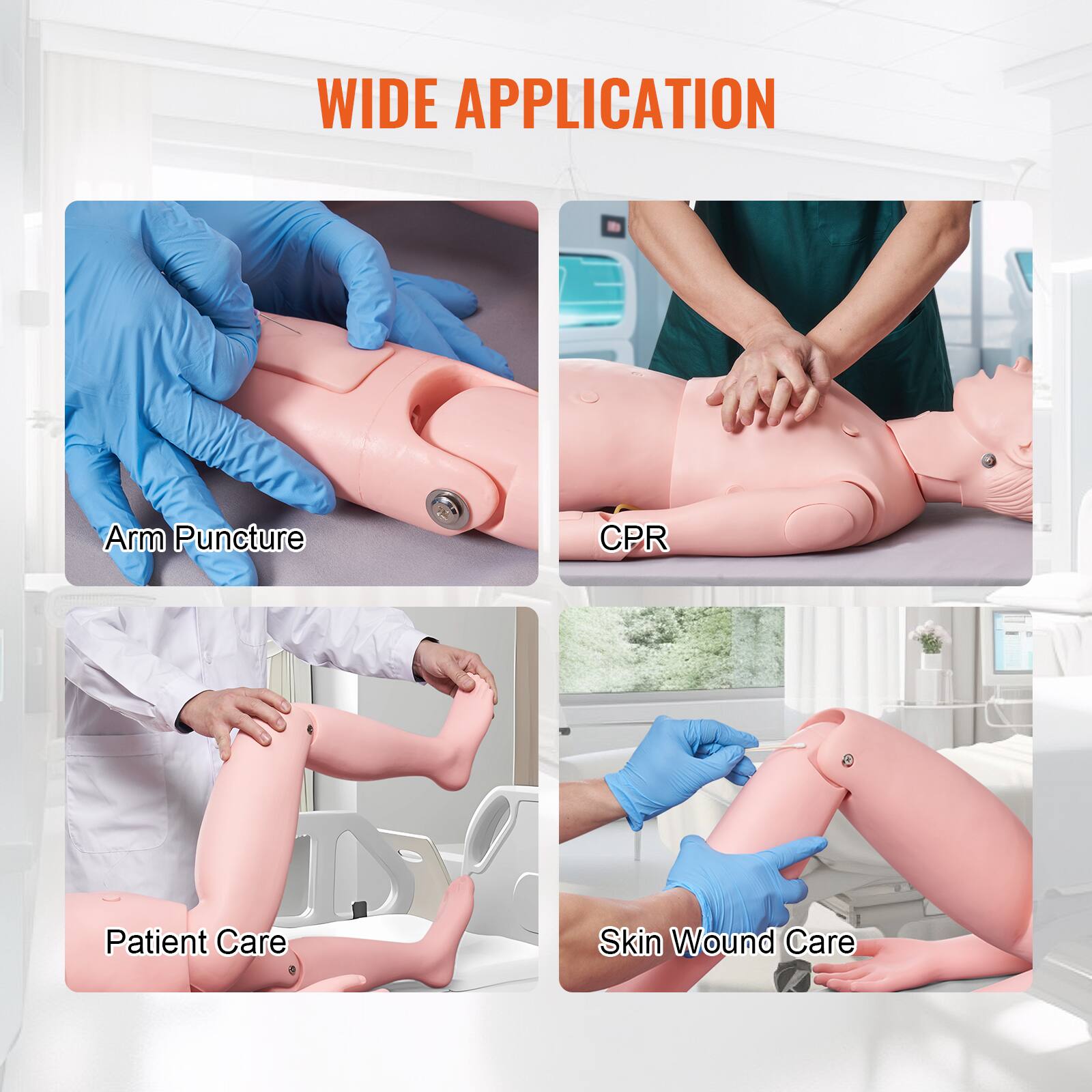 WIDE APPLICATION

- Arm Puncture
- CPR
- Patient Care
- Skin Wound Care