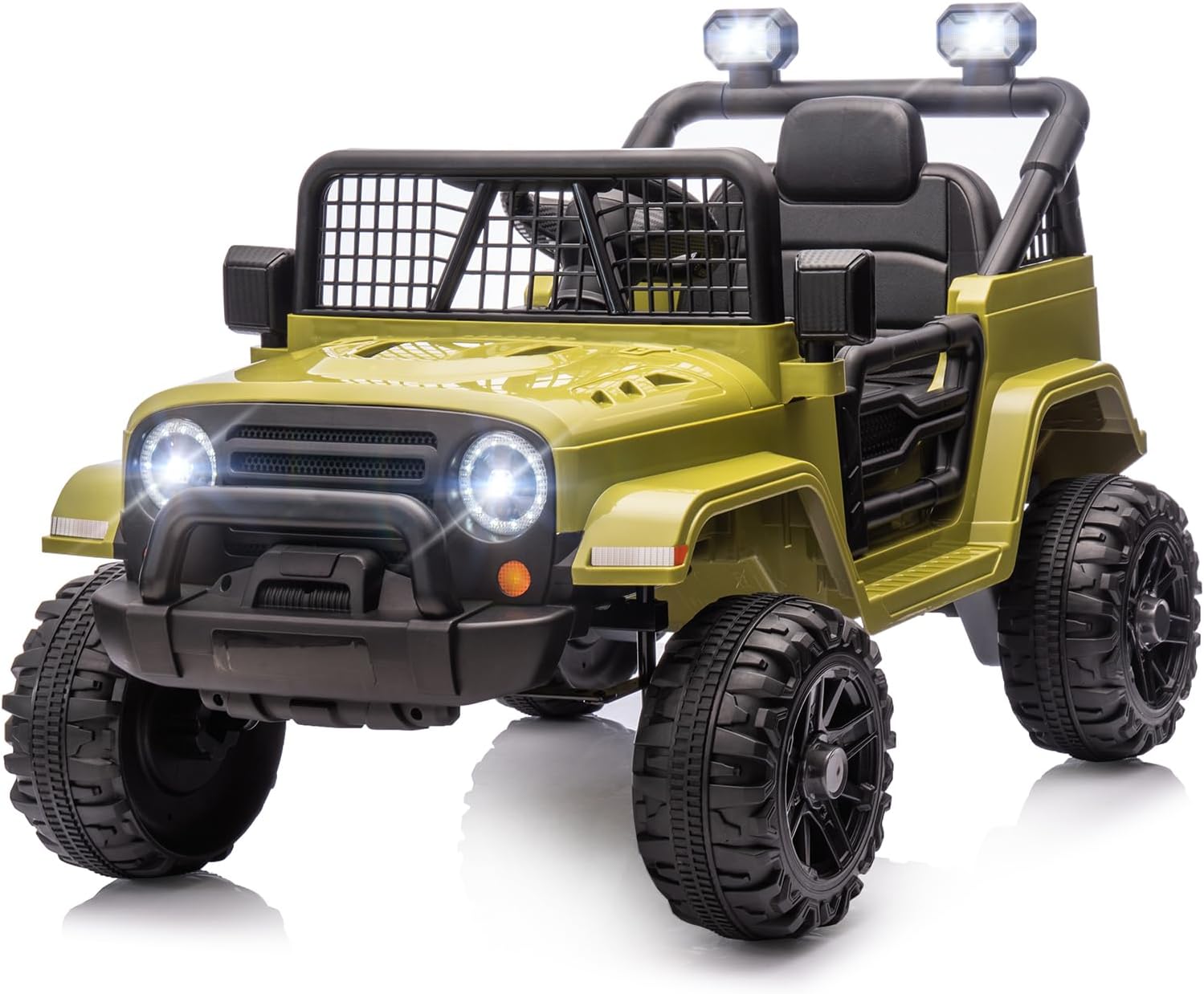 Winado - 12V Kids Ride on Truck with Remote Control, Battery Powered Kids Car, Electric Play Car with LED Lights/Horn/Remote - Green