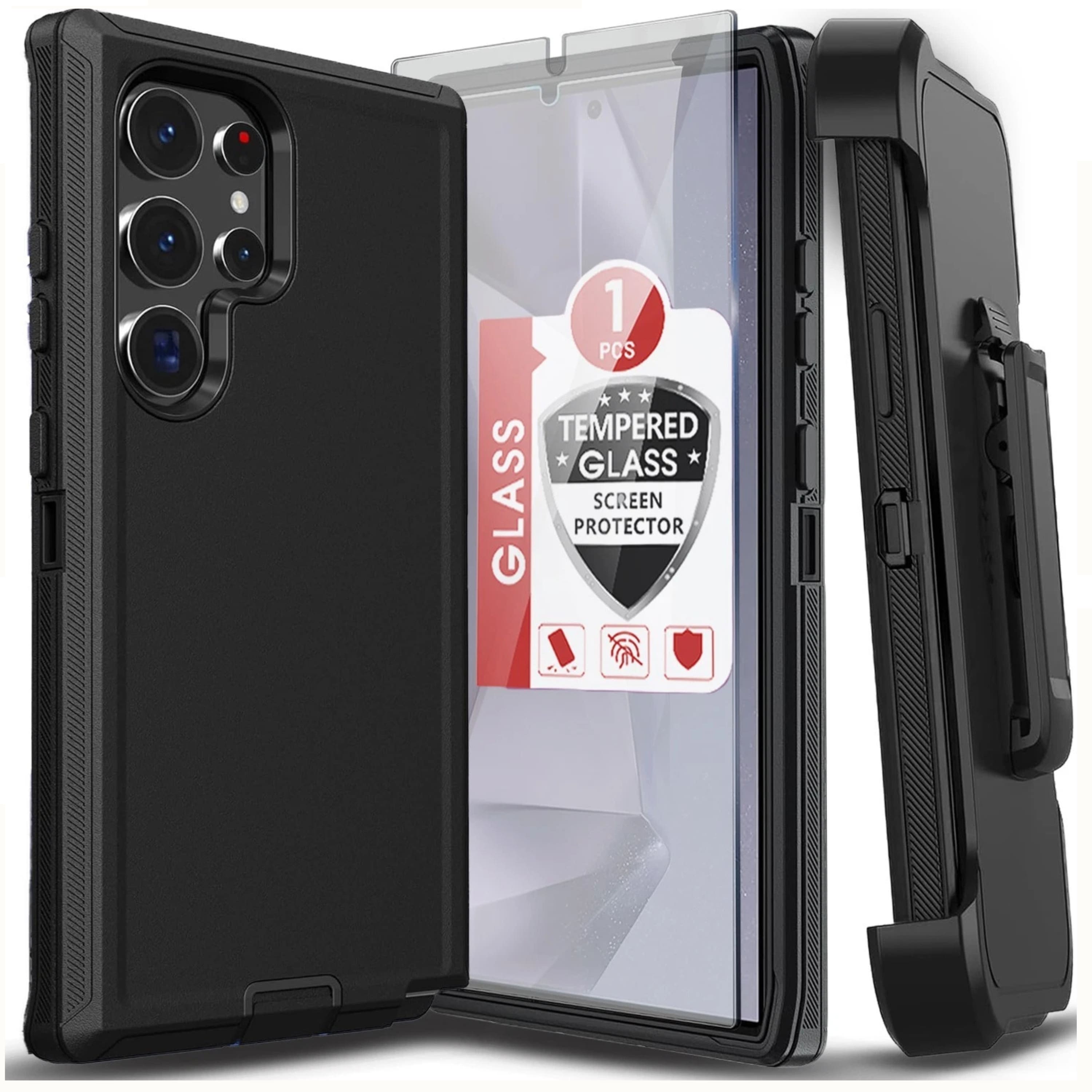 Kitcheniva - Full Body Shockproof Protection Case With Tempered Glass For Samsung Galaxy S26 - Black