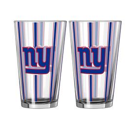 Logo Brands - New York Giants Two-Piece 16oz. Striped Pint Glass Set - Multicolor