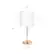 Left Zoom. Limelights - Stick Lamp with USB charging port and Fabric Shade - White/Rose Gold.