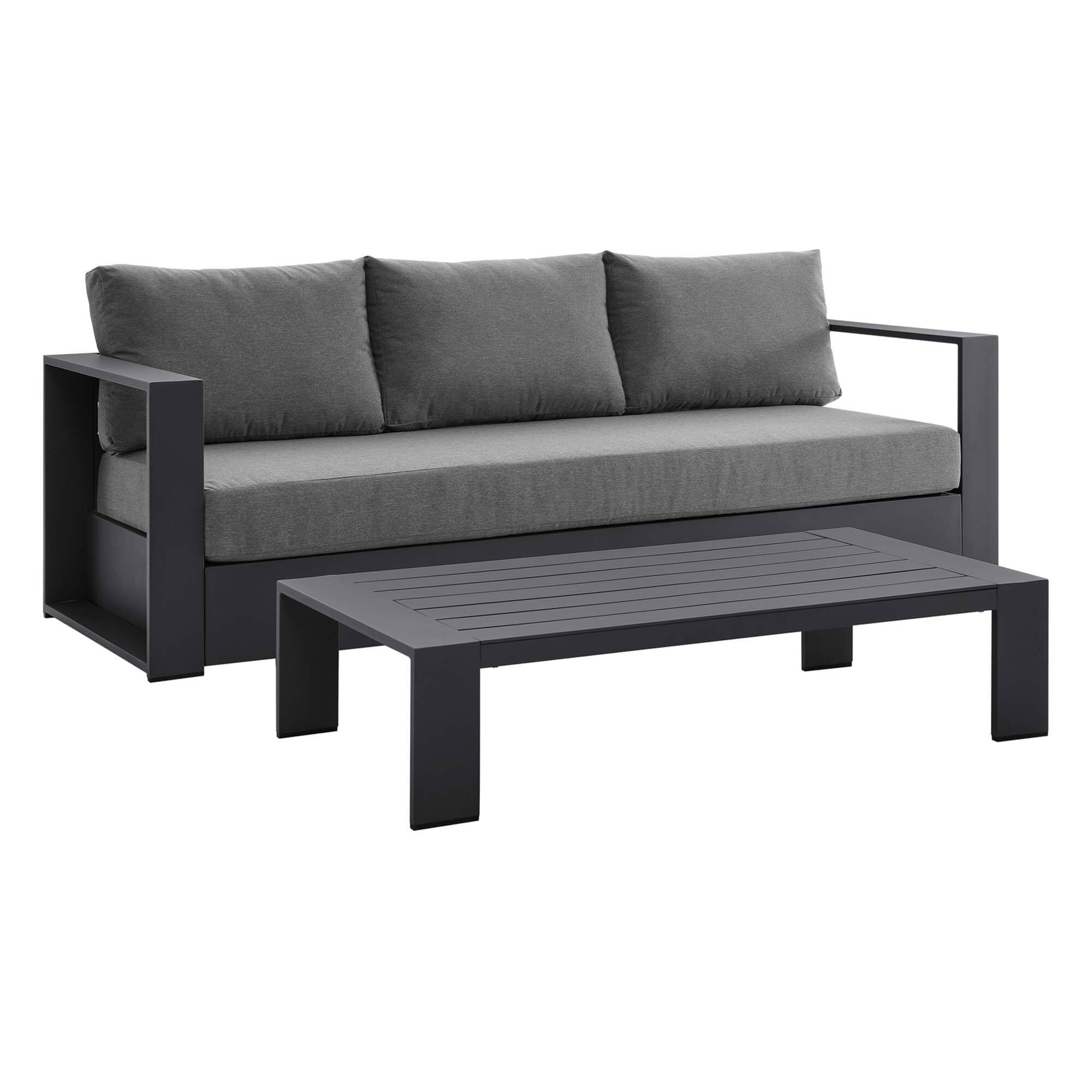 Front. Modway - Tahoe 2-Piece Outdoor Powder-Coated Aluminum Patio Set - Gray Charcoal.
