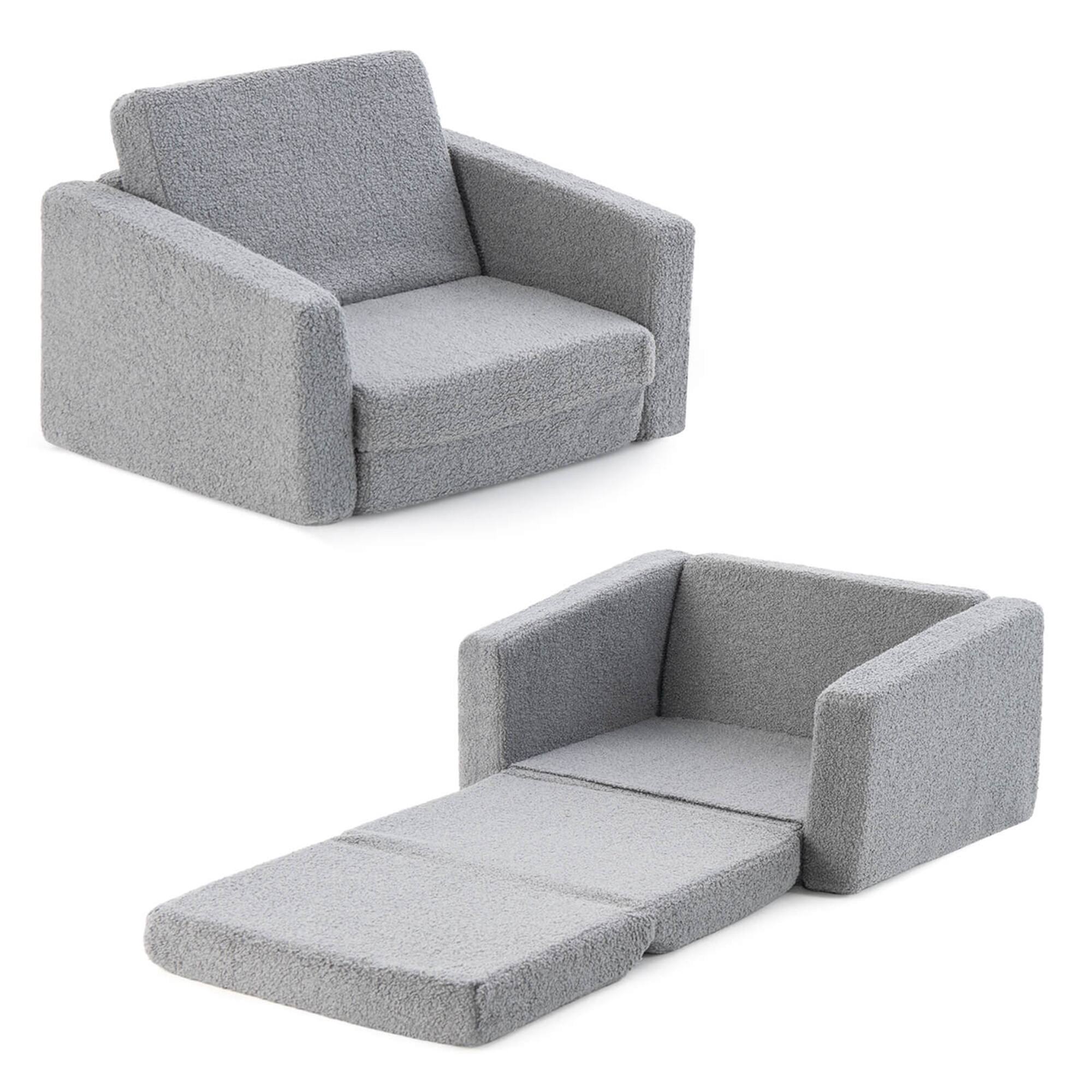 Alt View 10. Costway - Costway 2-in-1 Toddler Fold out Couch Children's Convertible Sofa to Lounger - Grey.