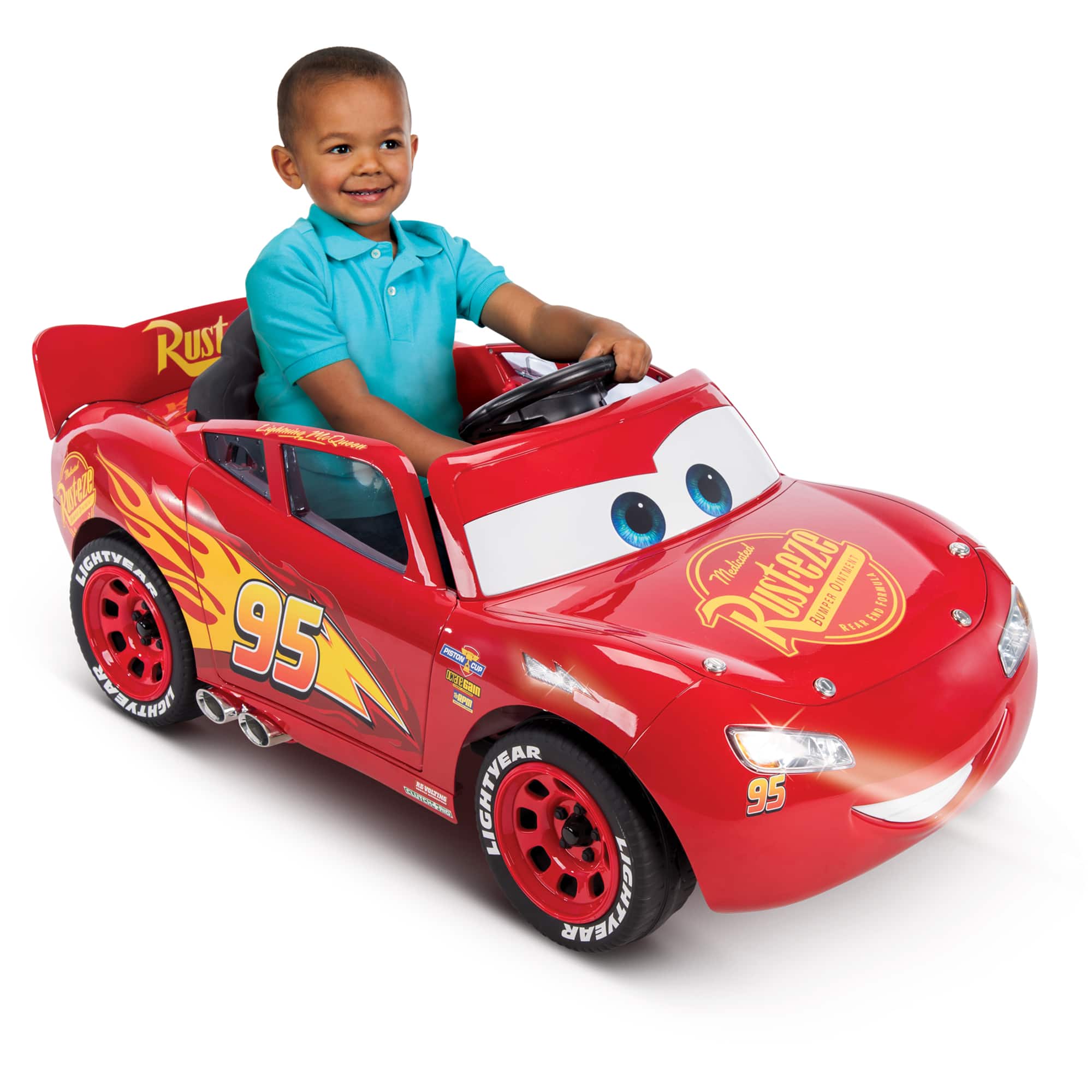 Huffy - 6V Disney Pixar Cars Lightning McQueen Ride-On - Forward & Reverse, McQueen Sounds, LED Headlights - Ages 3-7 - Red