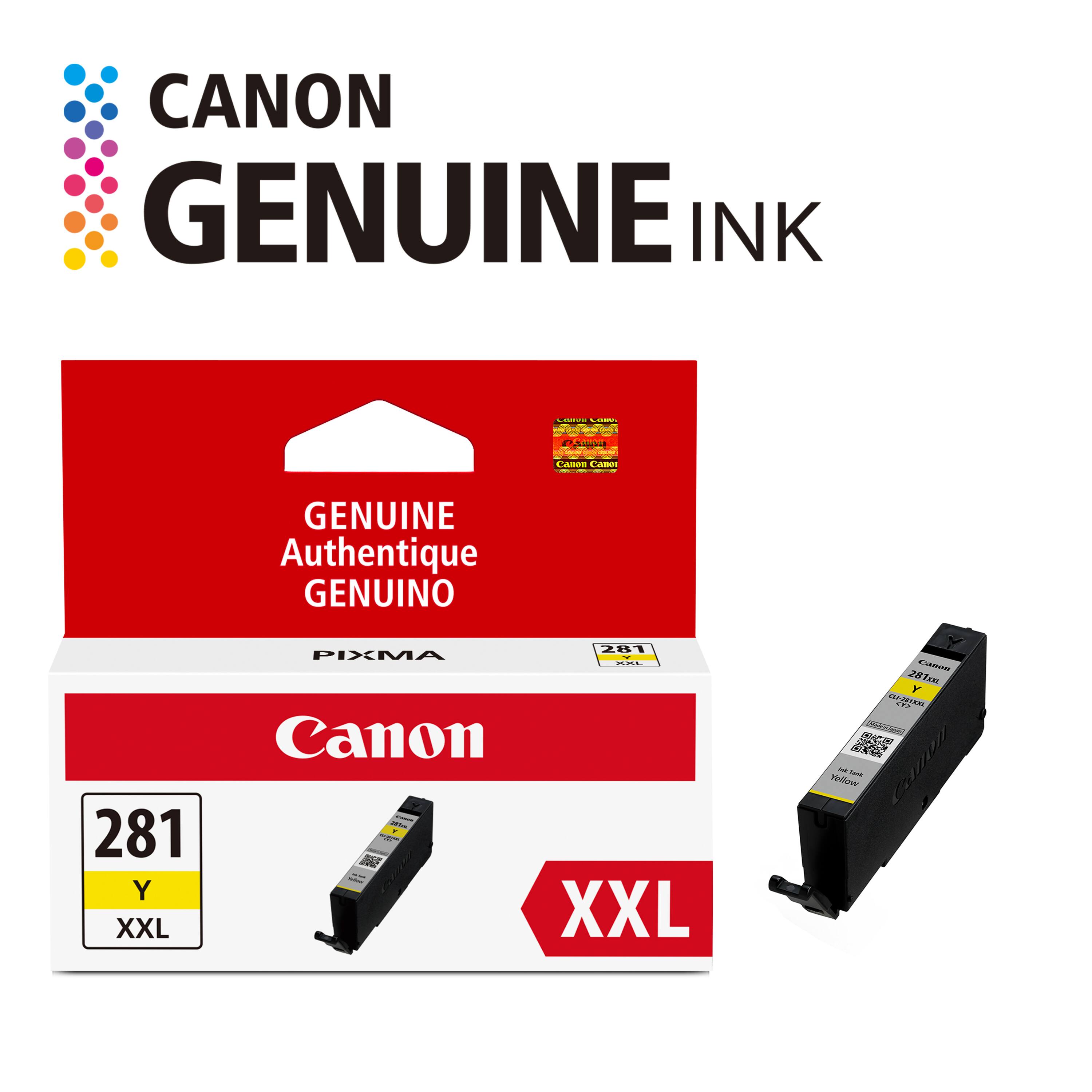 CANON GENUINE INK  
Cnd CAnn AMI GENUINE Authentique GENUINO 281 Y XXL 2H1 PIXMA  
Canon I XXL i 281mm Y 1205  
PCE AAD Teou - - m