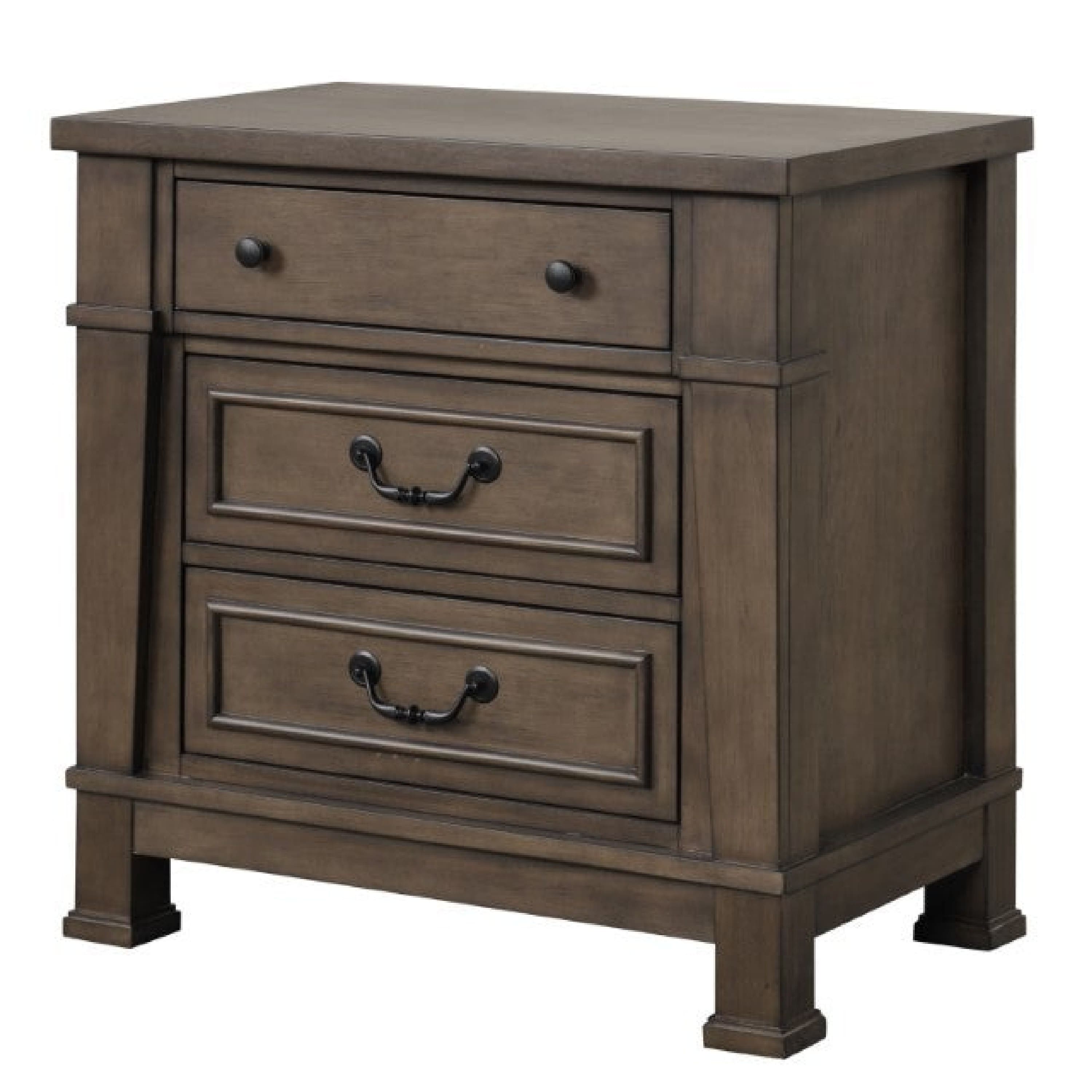 Manhattan Lane - Huder Nightstand, 3 Drawers, 29 Inch - Walnut Brown, Black