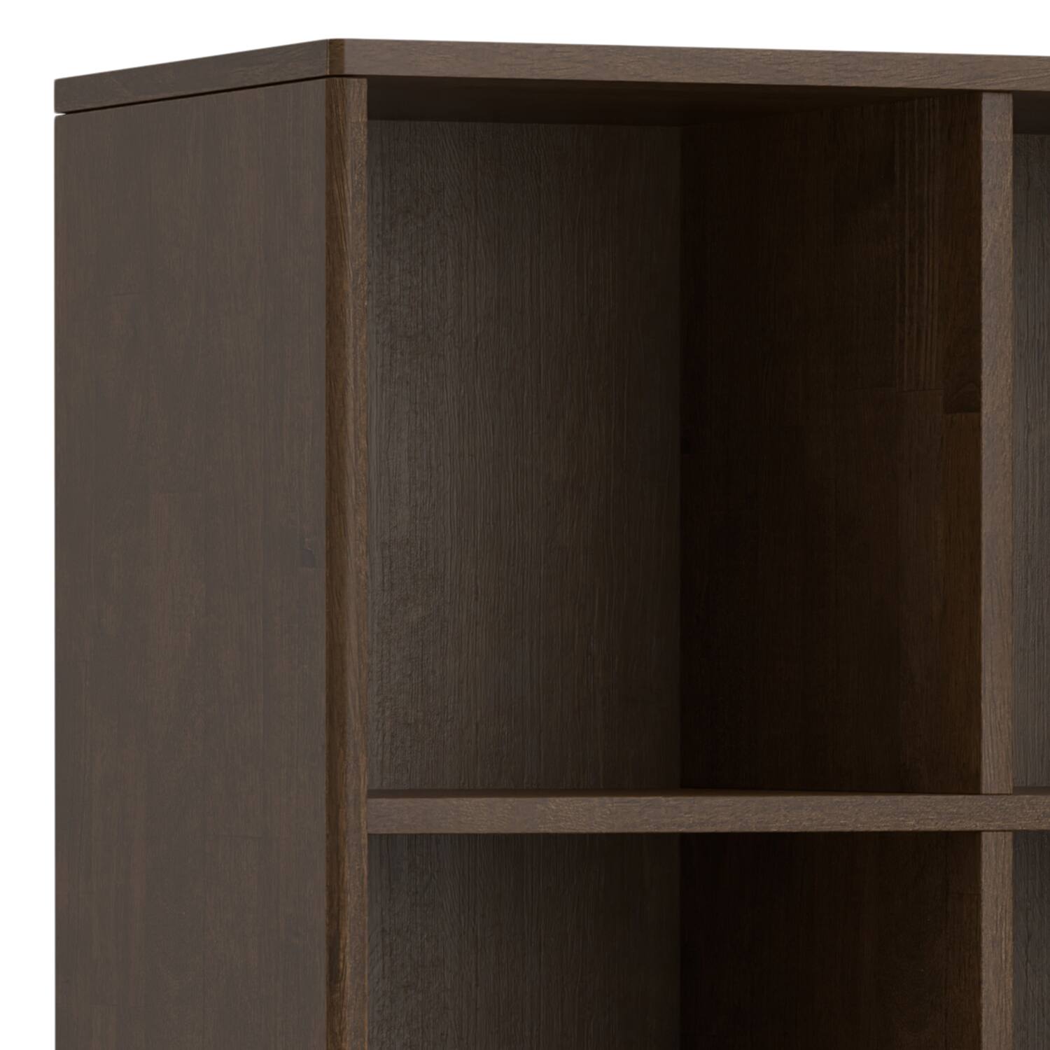 Alt View 2. Simpli Home - Harper SOLID HARDWOOD 52 inch x 42 inch Mid Century Modern 9 Cube Storage in Walnut Brown - Walnut Brown.