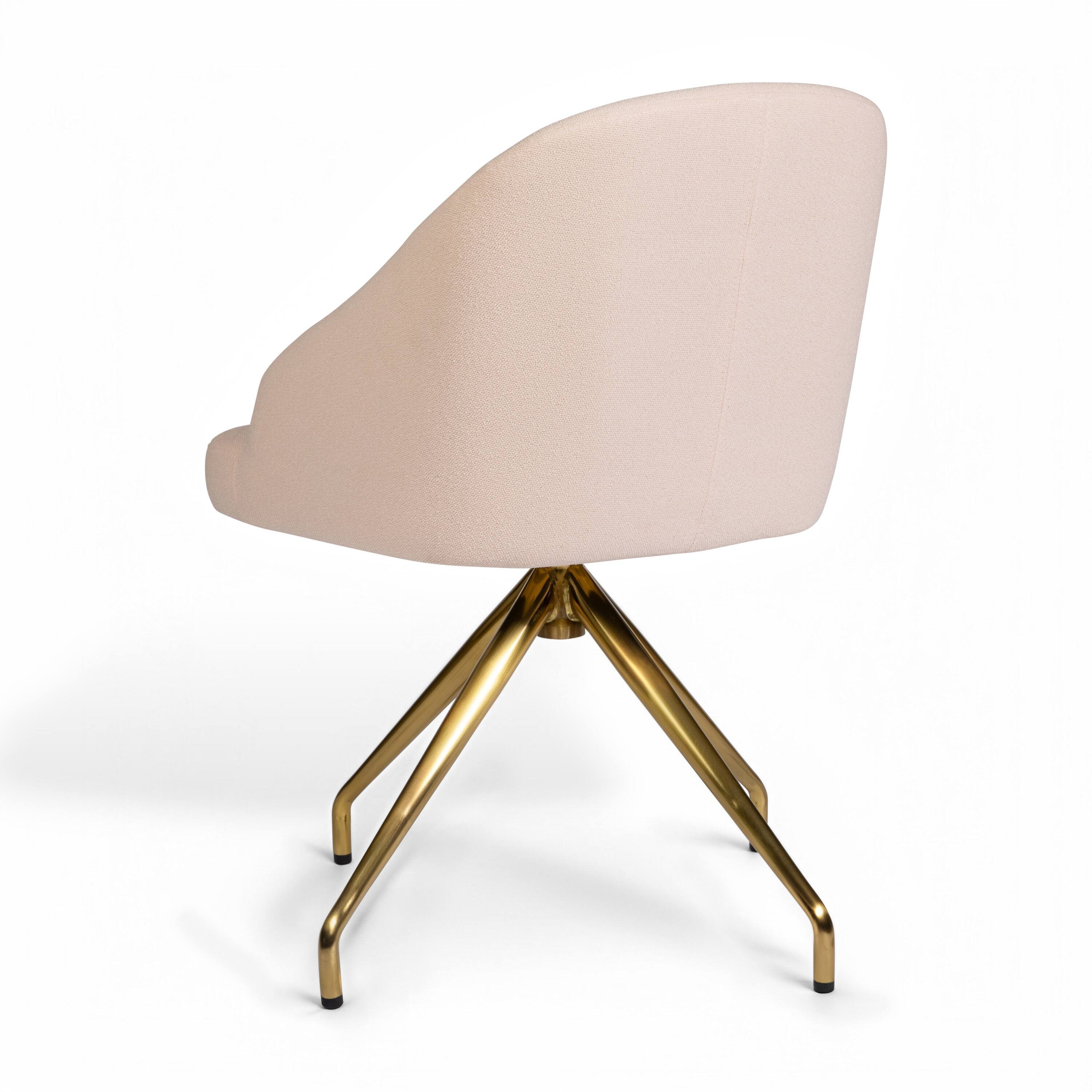 Alt View 8. Martha Stewart - Sora Upholstered Stationary Swivel Home Office Chair - Conch Shell Fabric/Polished Brass Frame.