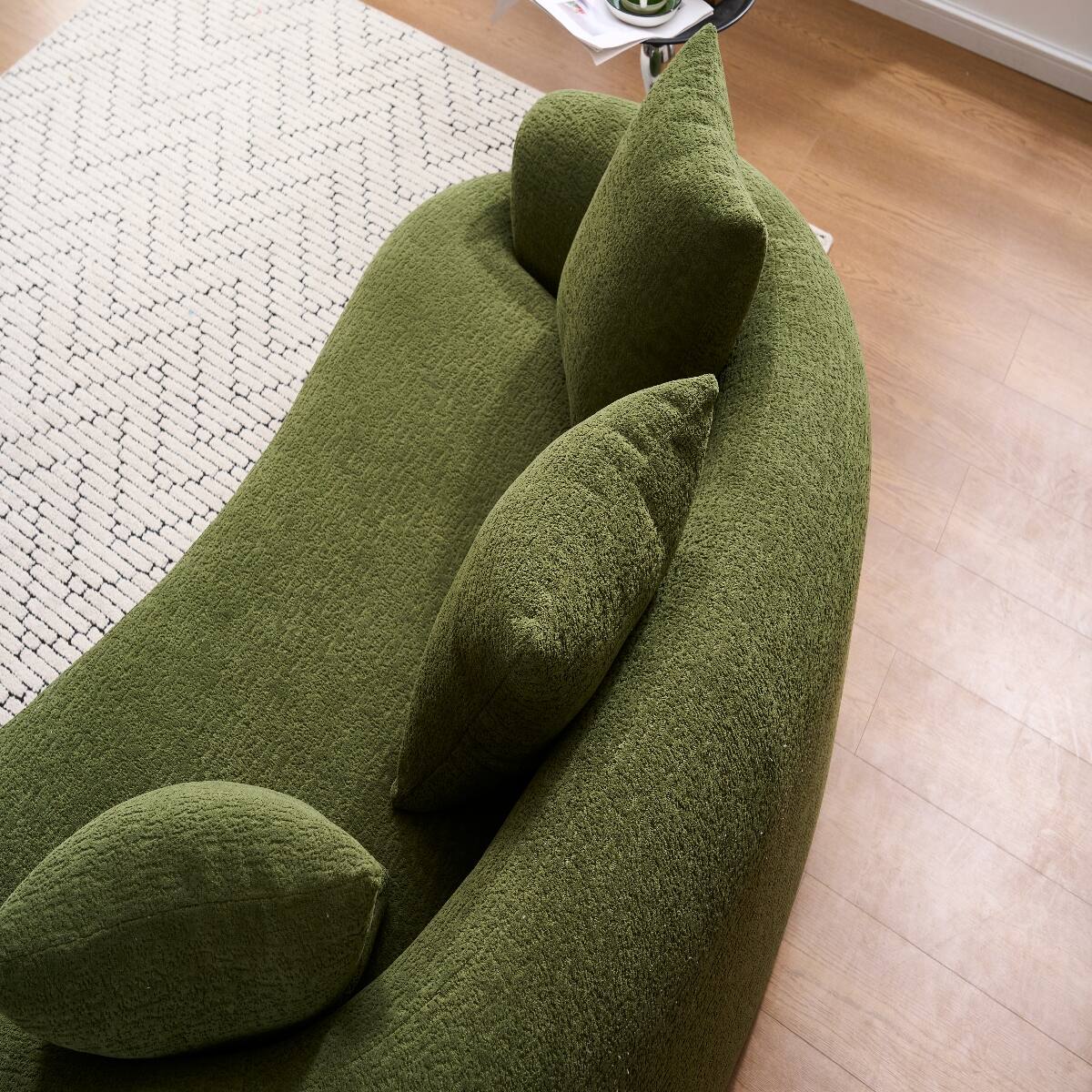 Alt View 8. Ropilly - Ropilly Curved Loveseat Sofa in Green Chenille, No Assembly Small Space Apartment Sofa with Pillows - Antique Green.