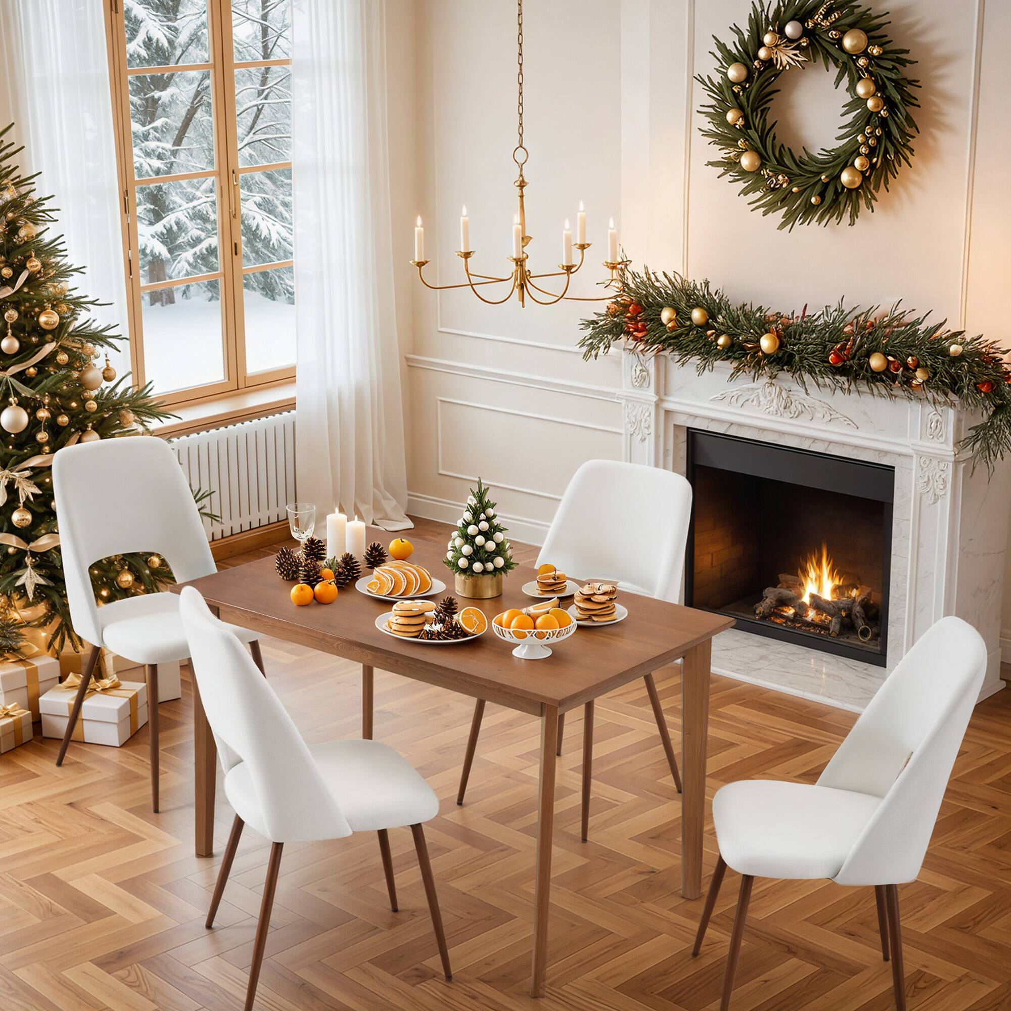 Angle. U-HOMY - 47" Solid Wood Dining Table – Knot-Free Pine, 4-Seater, Quick Assembly – Dark Brown - Dark Brown.