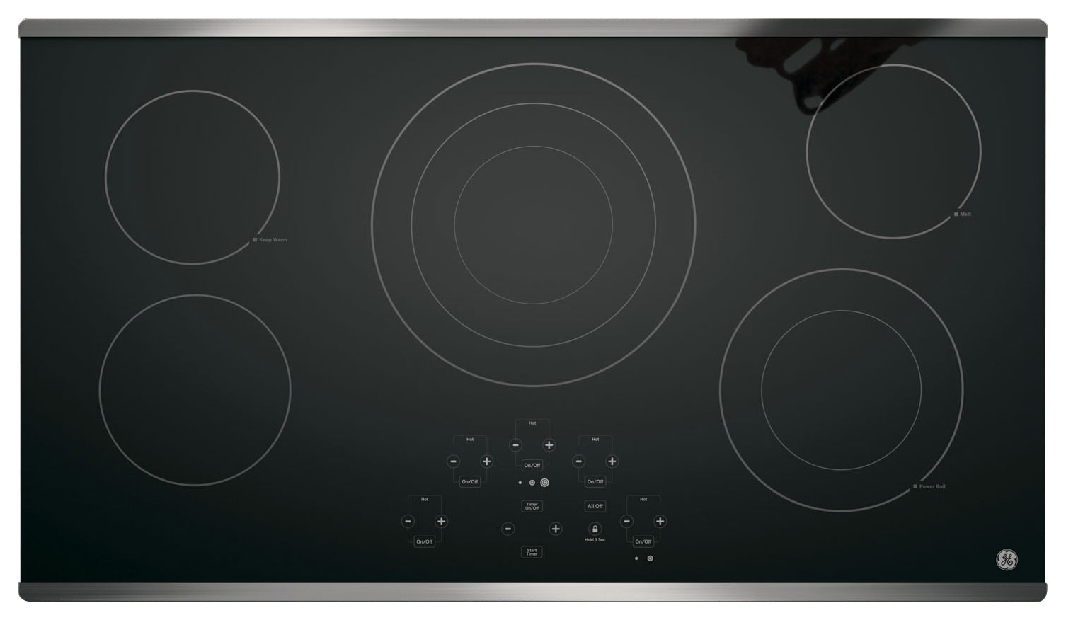 GE - 36 Built-In Electric Cooktop - Stainless Steel-on-Black was $1149.99 now $799.99 (30.0% off)