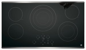 GE - 36" Built-In Electric Cooktop - Stainless Steel on Black - Front_Zoom