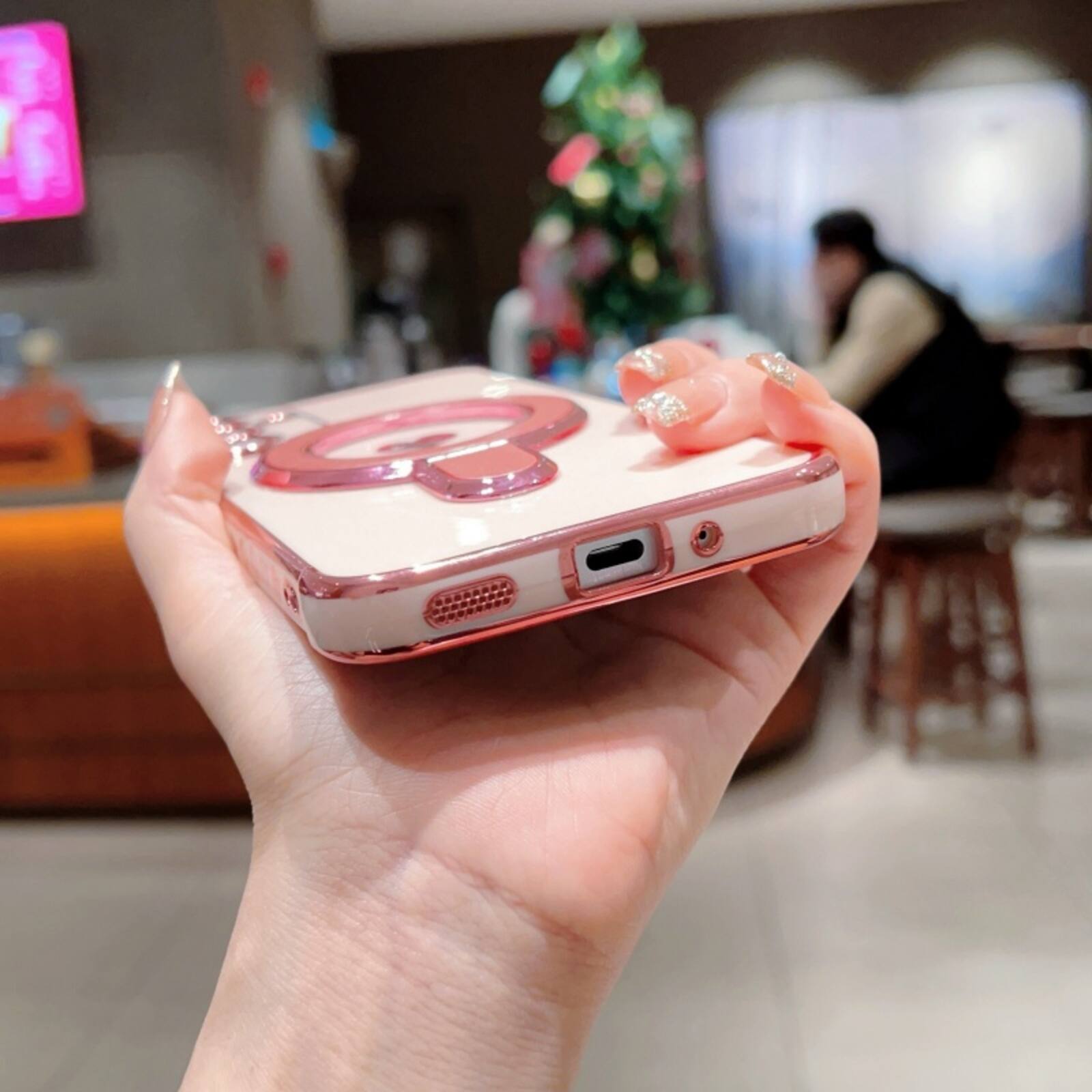Alt View 2. UUCOVER - Magnetic Ring Kickstand Case for Samsung Galaxy A16 5G/4G Compatible with MagSafe, Electroplated Heart Pattern TPU Cover - Rose.