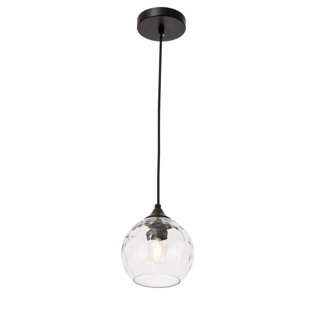 Alt View 7. Living District - Cashel 1 light Black and Clear glass pendant - Black And Clear Glass.