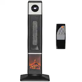 Resenkos - 31" Freestanding Electric Heater with Oscillation, Remote Control & 12H Timer for Indoors, 1400W - Black