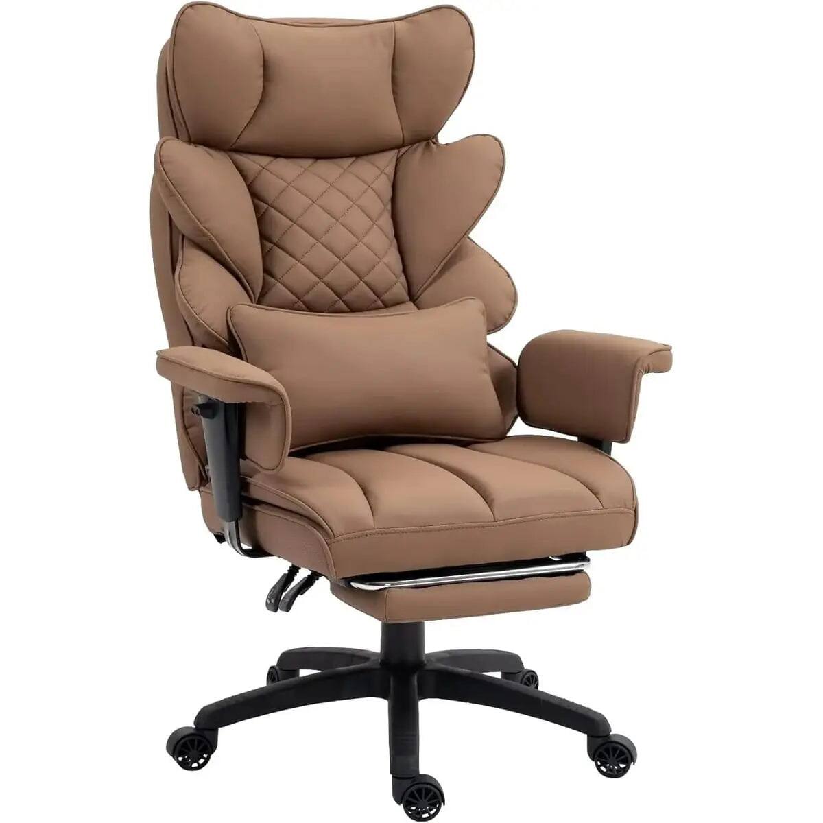 Front. Dowinx - Big and Tall Office Chair with Plush Pocket Spring Cushion - Brown.