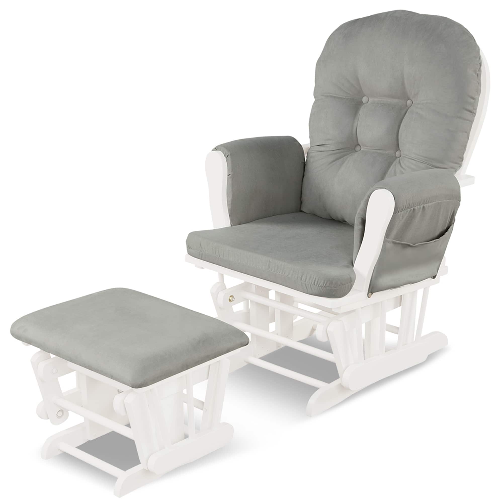 Front. Costway - Glider and Ottoman Cushion Set Wood Nursery Rocking Chair - Gray.