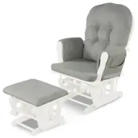 Costway - Glider and Ottoman Cushion Set Wood Nursery Rocking Chair - Gray - Front_Zoom