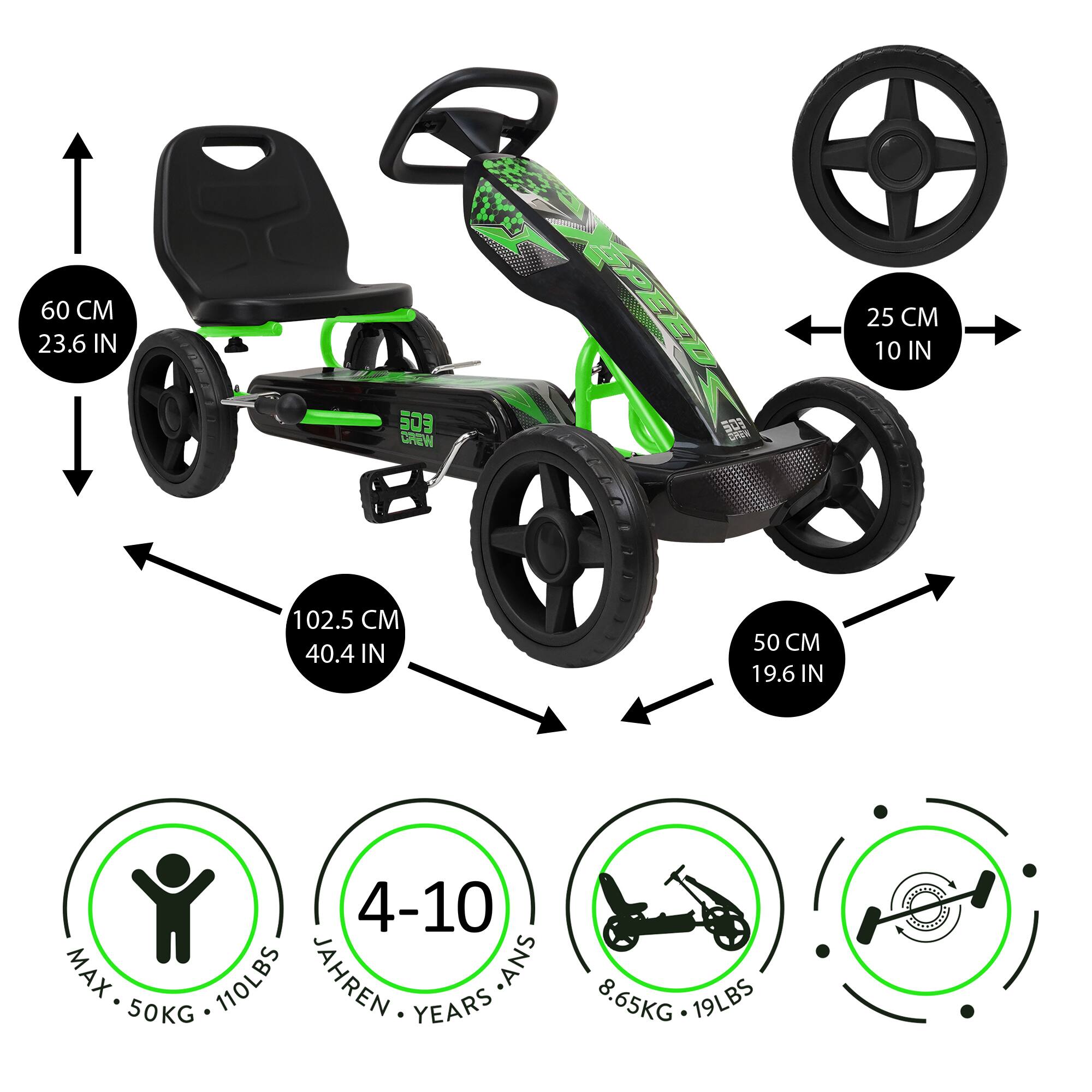 60 CM 23.6 IN  
OE CREW SPEEDS  
509 F9O  
25 CM 10 IN  
102.5 M 40.4 IN  
50 CM 19.6 IN  
4-10 MAX 110LBS  
JAHREN *ANS  
50KG YEARS  
8.65KG 19LBS
