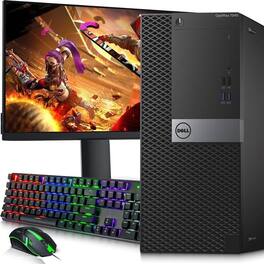 Dell - Refurbished Excellent - OptiPlex Tower Gaming PC | Intel i5-7th 3.4GHz | 16GB RAM | 128GB SSD + 500GB | NVIDIA GT 1030 | 19" LED | Wi-Fi | Win11