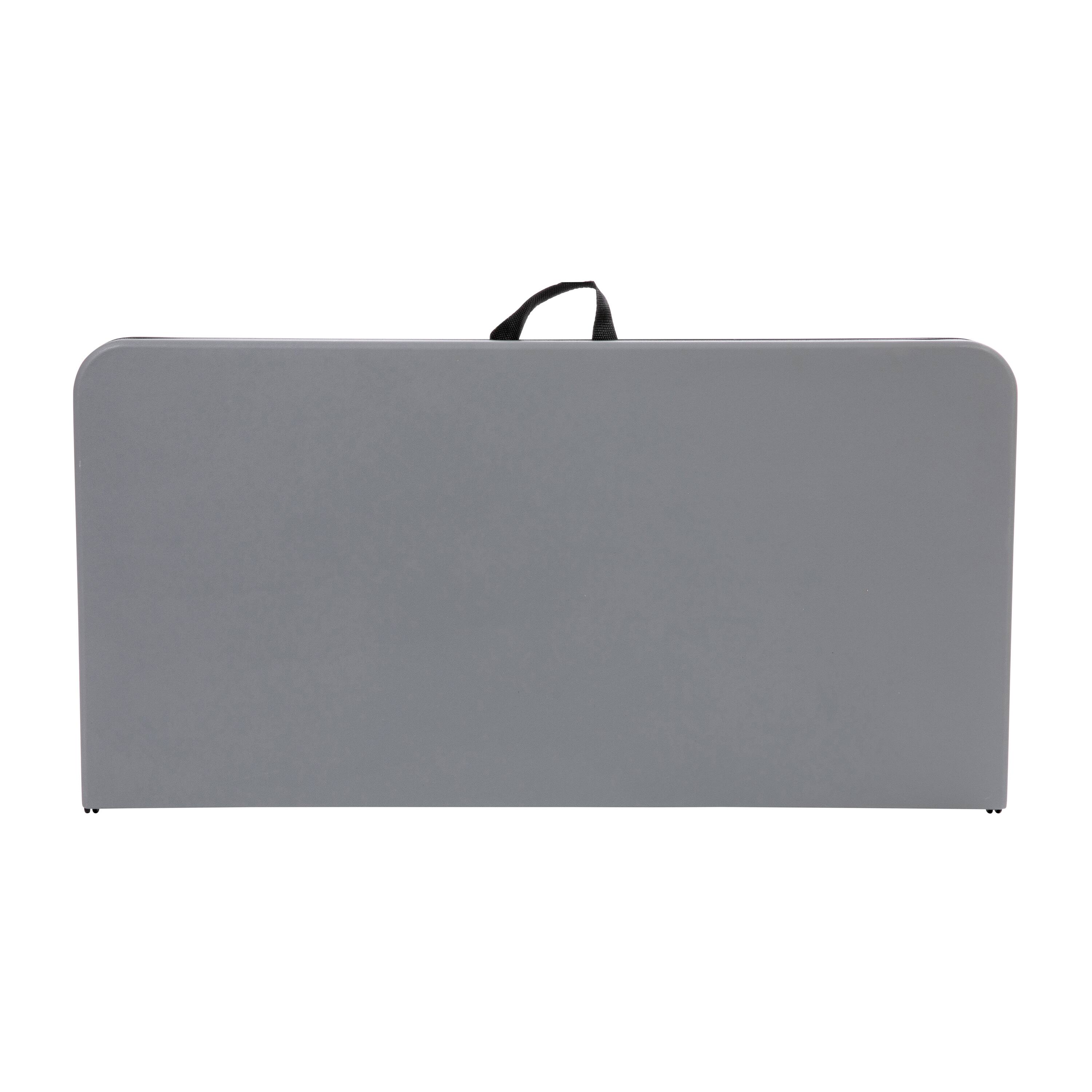 Alt View 16. Alamont Home - 2.83-Foot Square Bi-Fold Plastic Folding Table with Carrying Handle - Gray.