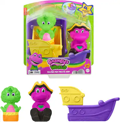 fisher-price PIRATE FLAT PIECES! BARNEY'S WORLD - As Seen On CN max WATER FUN PIRATE SHIP | MATTEL